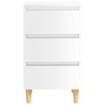 vidaXL Tables de chevet pieds en bois 2 Pièces blanc brillant 40x35x69 cm
