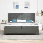 vidaXL Lit à ressorts avec matelas et LED gris foncé  200x200 cm en tissu