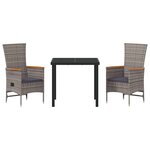 vidaXL Ensemble de salle à manger pour jardin 3 Pièces Gris Poly rotin