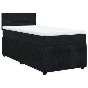 vidaXL Sommier à lattes de lit avec matelas Noir 90x200 cm Velours