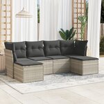 vidaXL Salon de jardin 6 Pièces avec coussins gris clair résine tressée