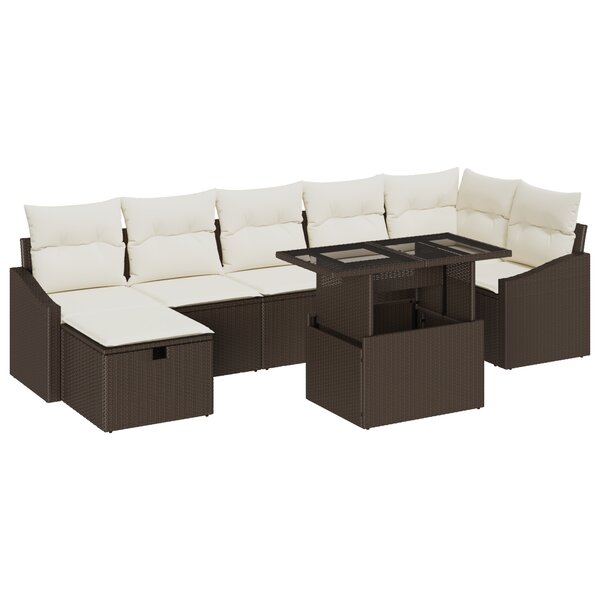 vidaXL Ensemble de Canapés de Jardin en 8 Pièces avec Coussins Marron Poly Rotin