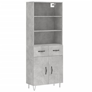 vidaXL Buffet haut Gris béton 69 5x34x180 cm Bois d'ingénierie