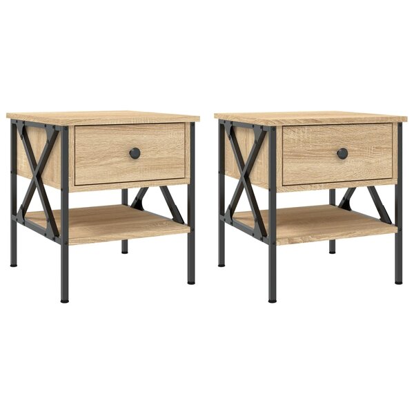 vidaXL Tables de chevet 2 Pièces chêne sonoma 40x42x45 cm bois ingénierie