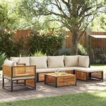vidaXL Salon de jardin avec coussins 7 Pièces bois massif d'acacia