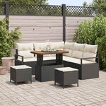 vidaXL Ensemble de canapé de jardin avec coussin 8 Pièces Noir et Crème
