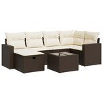 vidaXL Salon de jardin avec coussins 7 Pièces marron résine tressée