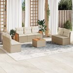 vidaXL Salon de jardin avec coussins 8 Pièces beige résine tressée