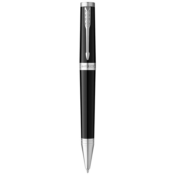 Stylo bille PARKER INGENUITY  Noir  Finition chromée  recharge encre noire pointe moyenne  coffret cadeau