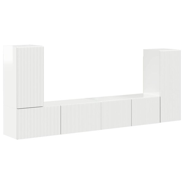 vidaXL Ensemble meuble TV 4 Pièces Blanc brillant Bois d'ingénierie