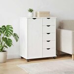 vidaXL Cabinet roulant 63 5 x 39 x 79 cm Bois de Pin Massif Blanc