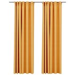 vidaXL Rideaux occultants aspect lin et crochets 2 Pièces Jaune 140x245cm