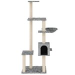 vidaXL Arbre à chat avec griffoirs en sisal Gris clair 142 cm