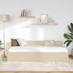 vidaXL Cadre de lit d'angle Crème 90 cm x 200 cm tissu