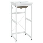 vidaXL Cadre de lavabo de salle de bain vasque à encastrer Blanc Fer