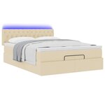 vidaXL Lit ottoman avec matelas et LED crème 140x200 cm tissu