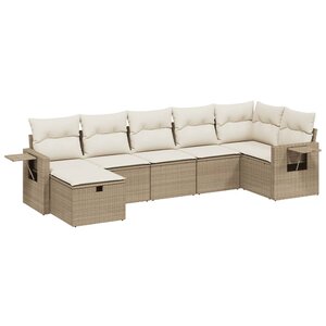 vidaXL Salon de jardin avec coussins 7 Pièces beige résine tressée