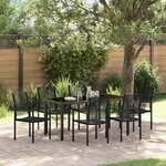 vidaXL Ensemble de salle à manger pour jardin 7 Pièces Noir Rattan PVC