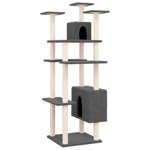 vidaXL Arbre à chat avec griffoirs en sisal Gris foncé 162 cm