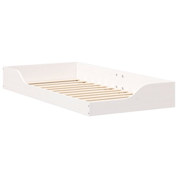 vidaXL Cadre de lit surélevé Blanc 90 x 190 cm Bois massif en pin