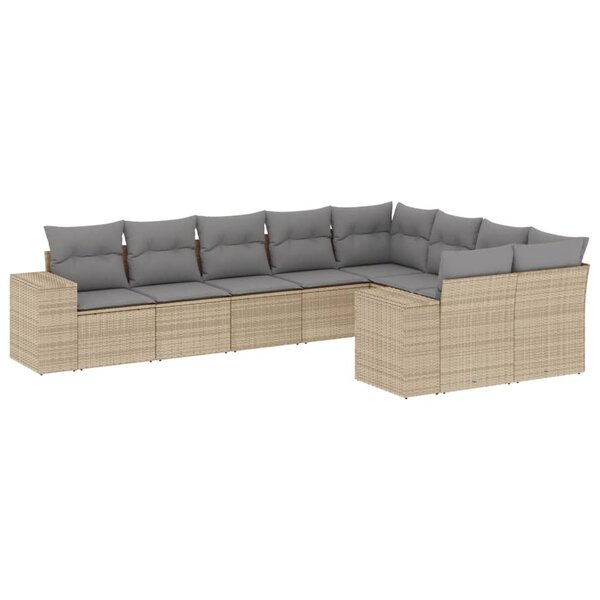 vidaXL Salon de jardin avec coussins 9 Pièces beige résine tressée