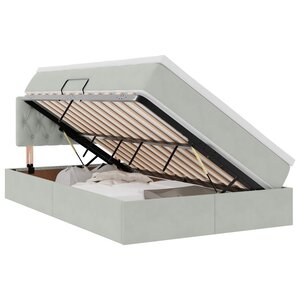 vidaXL Lit de Rangement avec matelas Gris clair 120 x 190 cm Velours