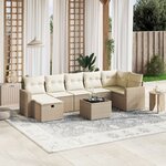 vidaXL Salon de jardin avec coussins 8 Pièces beige résine tressée