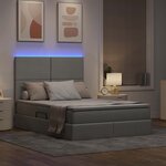 vidaXL Lit de rangement LED avec matelas Gris clair 140 x 200 cm Tissu