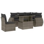 vidaXL Salon de jardin 6 Pièces avec coussins gris résine tressée