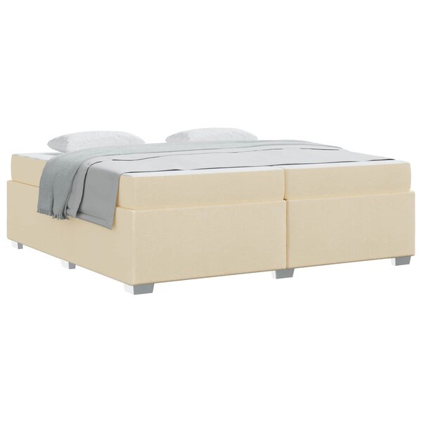 vidaXL Cadre de lit avec matelas Crème 200 x 200 cm tissu