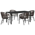 vidaXL Set de salle à manger de jardin 5 pièces Marron Rotin Poly