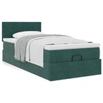vidaXL Cadre de lit ottoman avec matelas vert foncé 90x190 cm velours