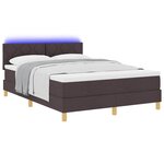 vidaXL Lit à ressort LED avec matelas Marron foncé 140 x 200 cm tissu