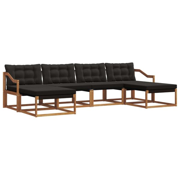 vidaXL Ensemble de canapés d'extérieur 6 pc Naturel et Noir