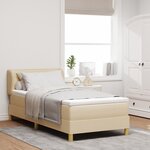 Lit à ressort vidaXL avec matelas Crème 90x200 cm en tissu