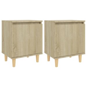 vidaXL Tables de chevet pieds en bois 2 Pièces Chêne sonoma 40x30x50 cm