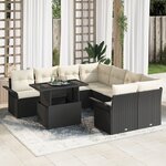 vidaXL Ensemble de 9 pièces de canapé de jardin avec coussins en rattan noir poly