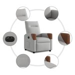 vidaXL Fauteuil inclinable électrique gris nuage tissu