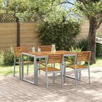 vidaXL Ensemble de salle à manger pour jardin 5 Pièces Gris et marron