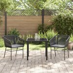 vidaXL Ensemble de salle à manger de jardin 3 pièces avec coussins Noir Rattan Poly