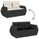 vidaXL Salon de jardin 6 Pièces avec coussins noir résine tressée