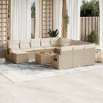 vidaXL Salon de jardin avec coussins 13 Pièces beige résine tressée