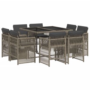 vidaXL Ensemble à manger de jardin 9 Pièces coussins gris résine tressée