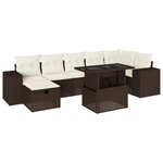 vidaXL Salon de jardin 8 Pièces avec coussins marron résine tressée