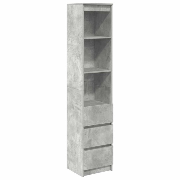 vidaXL Buffet haut gris béton 37 5x35x180 cm bois d'ingénierie