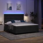vidaXL Lit à ressort LED avec matelas Noir 180 x 200 cm Velours