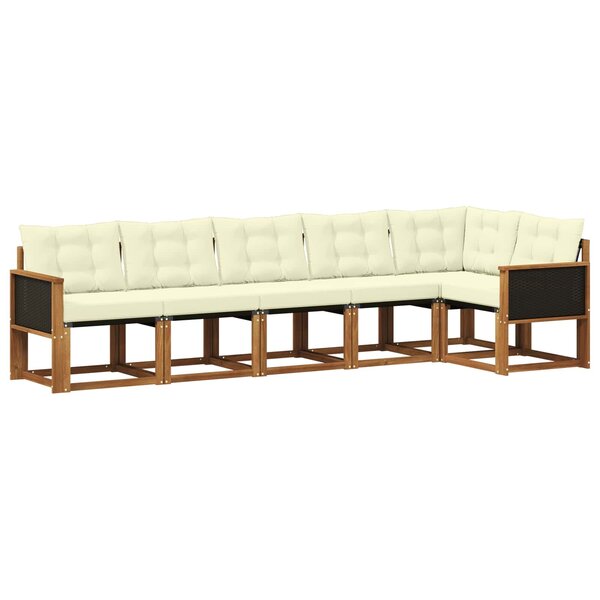 vidaXL Ensemble de canapés d'extérieur 6 pc Naturel et Crème