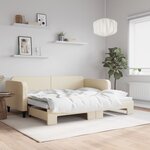 vidaXL Lit de jour avec lit gigogne crème 90x200 cm tissu