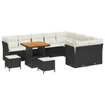 vidaXL Ensemble de canapé de jardin avec coussin 12 Pièces Noir et crème