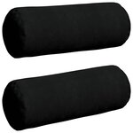 vidaXL Coussins d'accent 2 Pièces Noir Ø 25 x 70 cm Tissu en microfibre